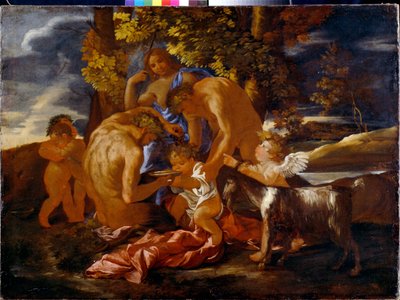 De opvoeding van Bacchus door Nicolas Poussin